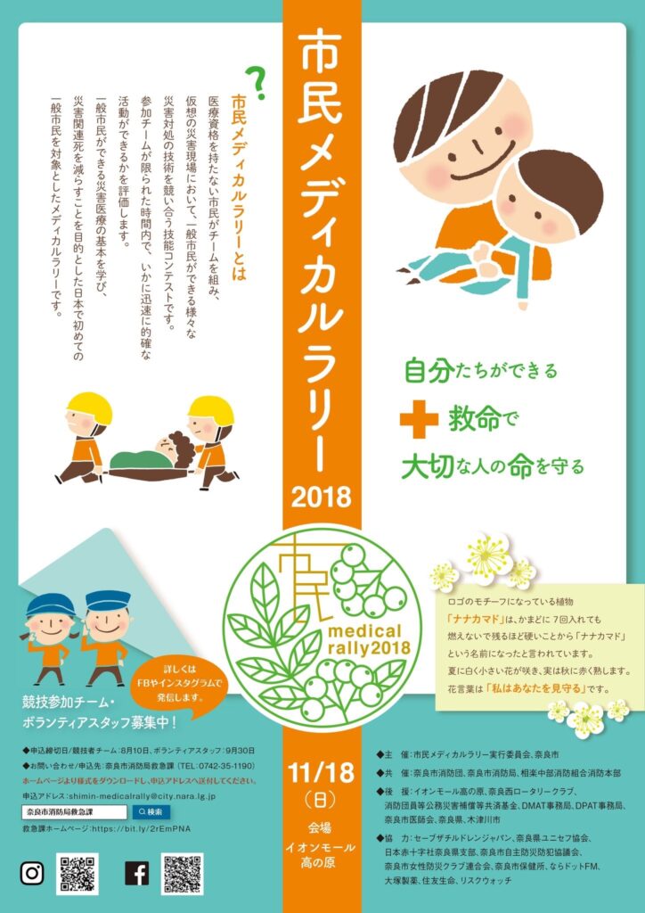 災害対処の技術を競い合う「市民メディカルラリー2018」パンフレット
